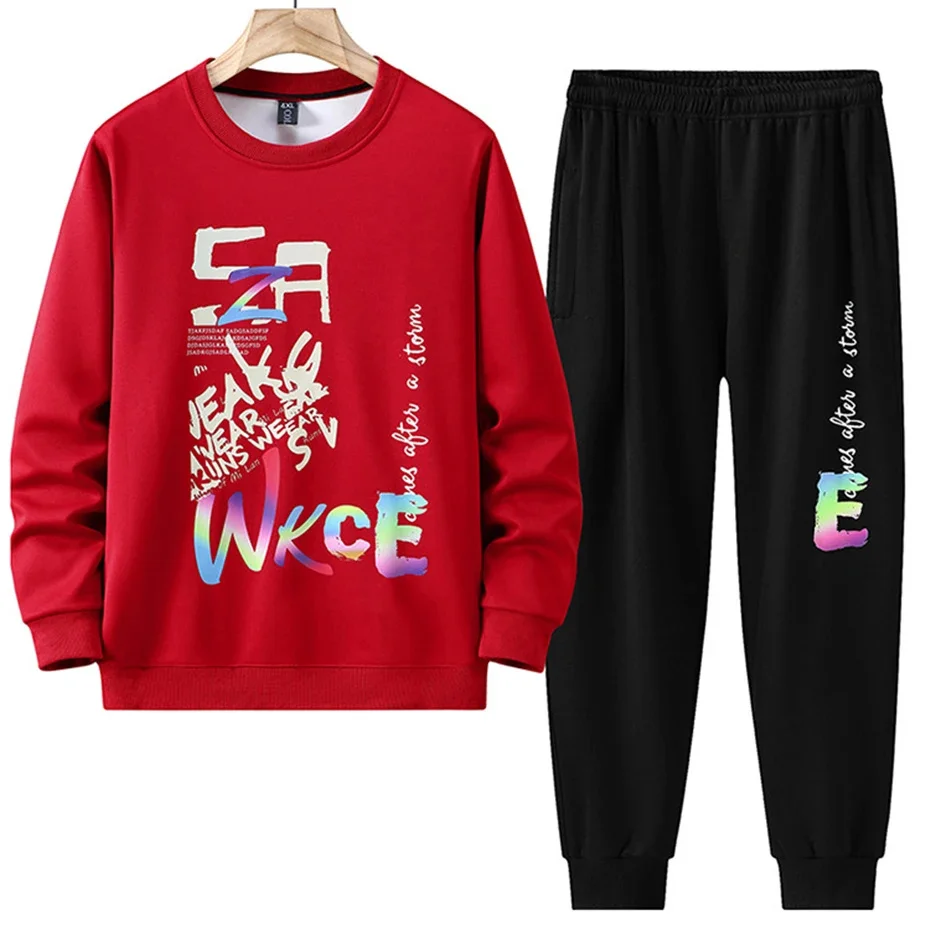 Men's Sets Plus Size 11XL Sweatshirt Pants Male Spring Autumn Pullover Suits Fashion Casual Print Big image 3