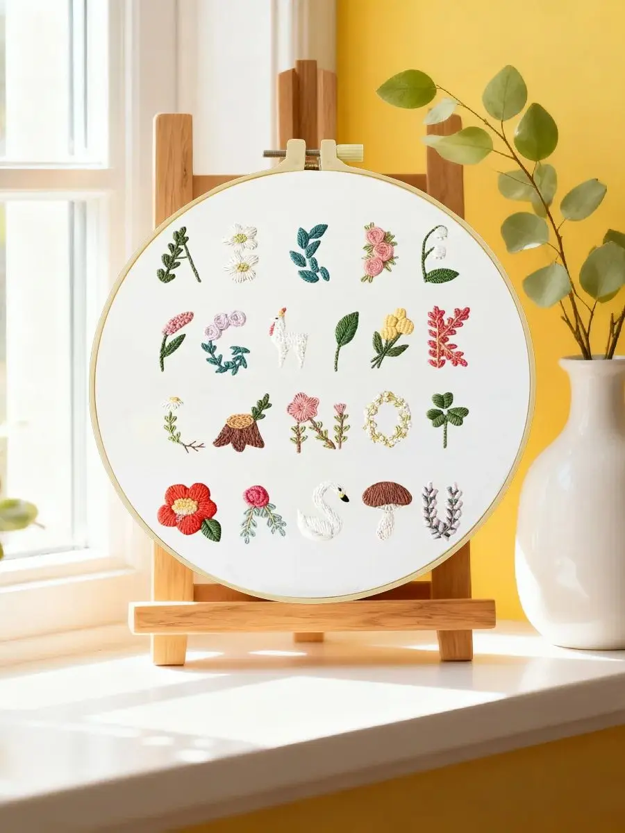 1 Stück 20X20CM/15X15CM 7,87/6,3 Zoll Buchstaben-Stickerei-Starter-Kit DIY-Kit DIY-Stickerei-Set Handarbeiten Malerei – Detail 6