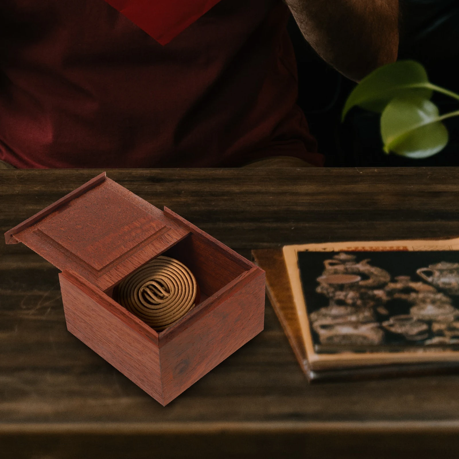 

Storage Box Square Design Aroma Burner Censer Decor Incense nament Home Adornment Wooden Material Durable Smooth