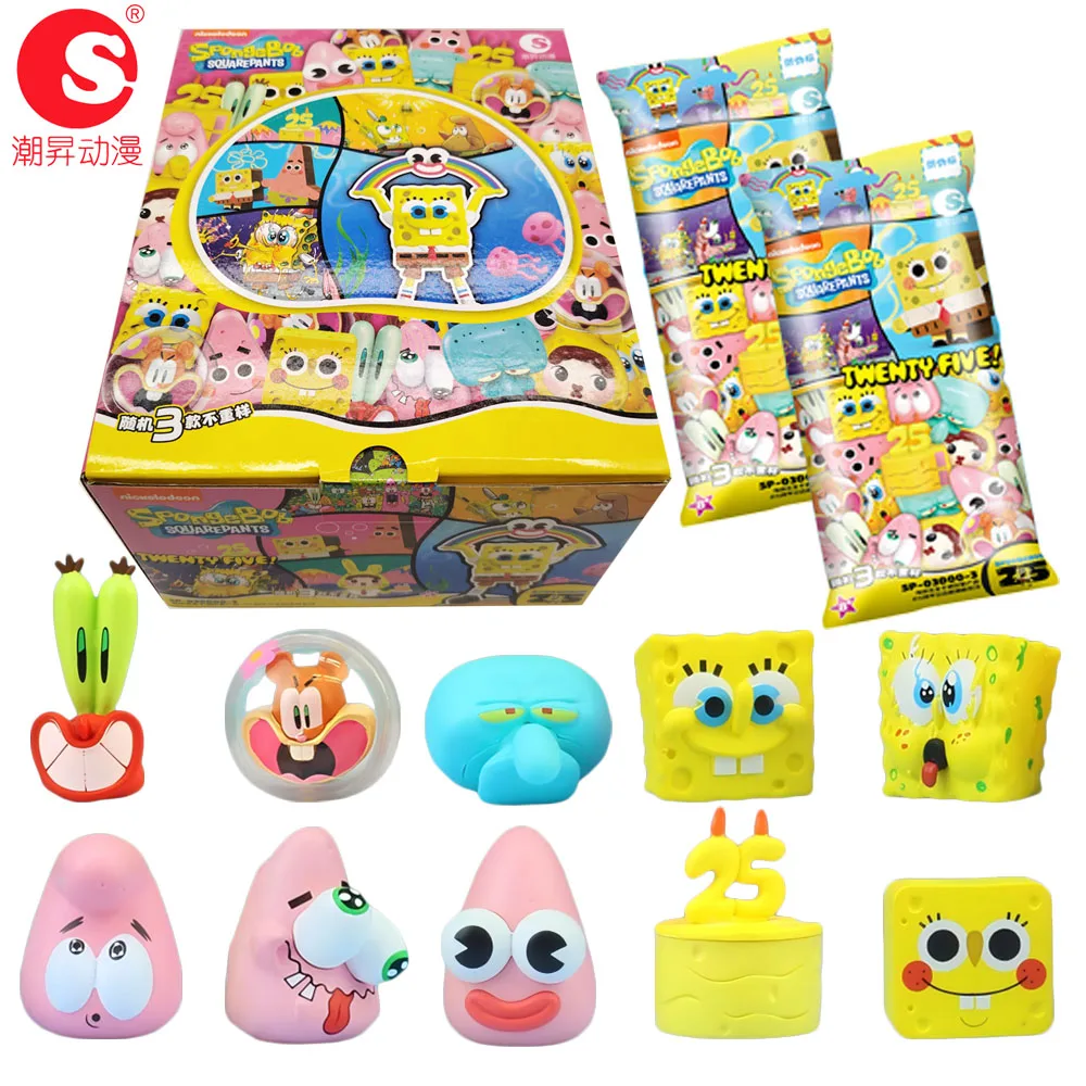 

NEW Original SpongeBob SquarePants Blind Box Cute Item Series 25th Anniversary Edition Cute Creatures Dolls Toys Funny Gifts