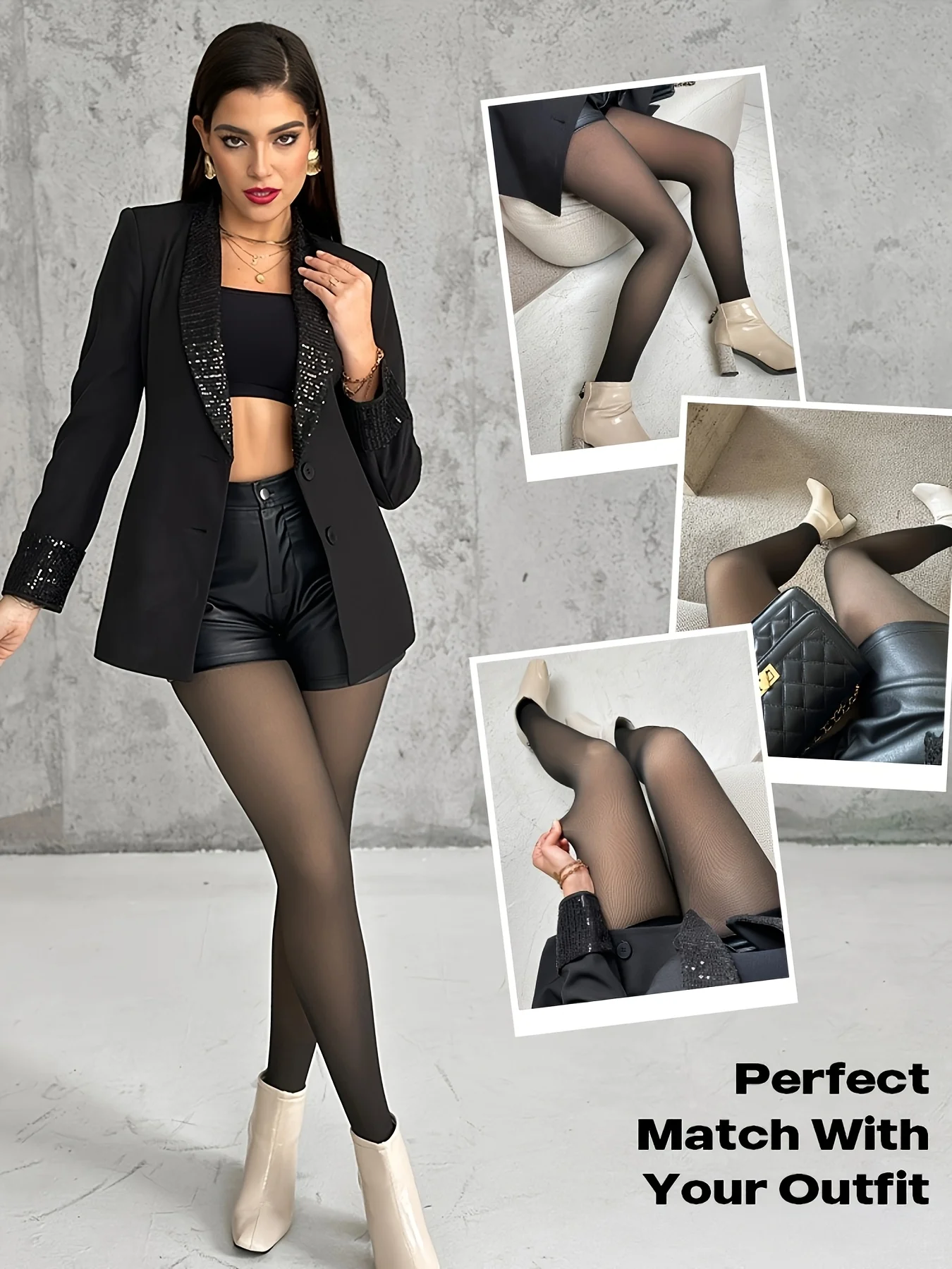 2Pcs frauen Warme Grundlegende Enge Hosen Herbst und Winter Hosen Verdickt Hohe Taille Abnehmen Strumpfhosen Fleece Schwarz Haut sexy Mädchen – Detail 7