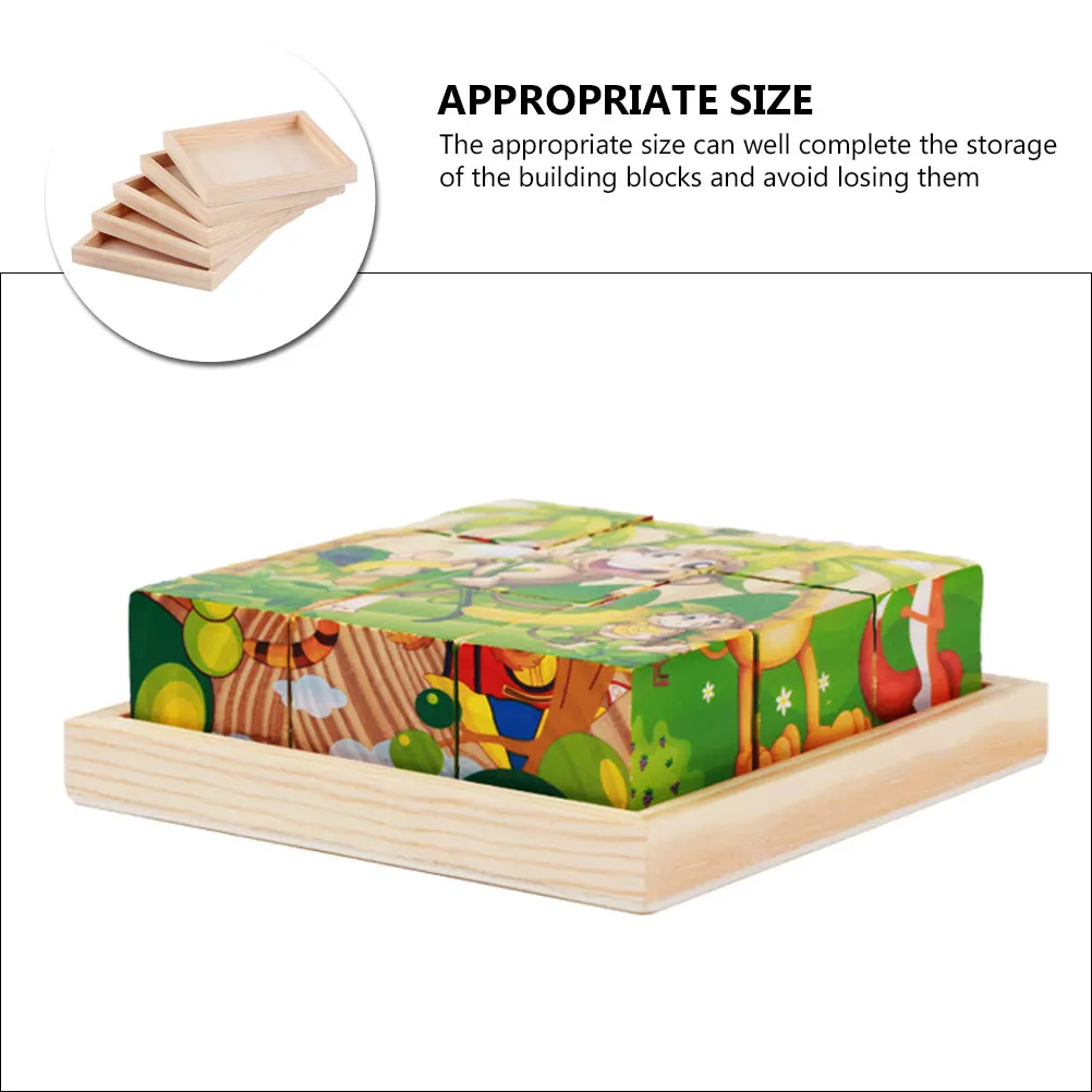 

5Pcs Wood Tray Square Wooden Serving Pallet Storage Organizer 3D Puzzle Sorting Organizer Hand-Eye Coordination