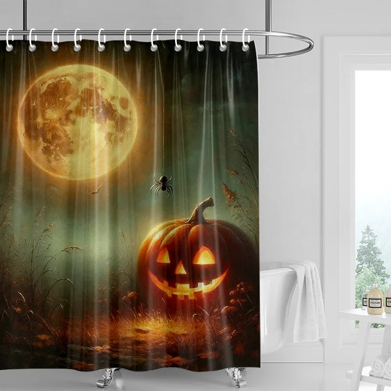 Home decoration shower curtains for bathroom waterproof curtain fabric Modern Nordic style Living Room Halloween Autumn Pumpkin