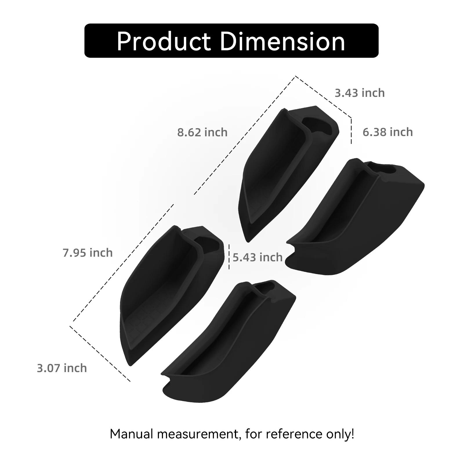 Smabee for Toyota RAV4 2026+ Front Rear Door Tray Full Wrap Door Handle Storage Box Silicone Car Interior Accessories Black 4pcs