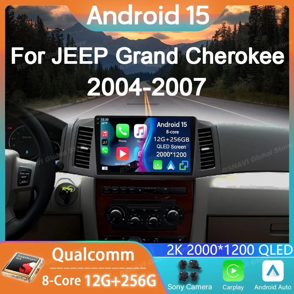 Car Radio Android 15 For JEEP Grand Cherokee WK 2004 2005 2006 2007 GPS Carplay Multimedia Player Navigation Stereo Auto DSP DVD