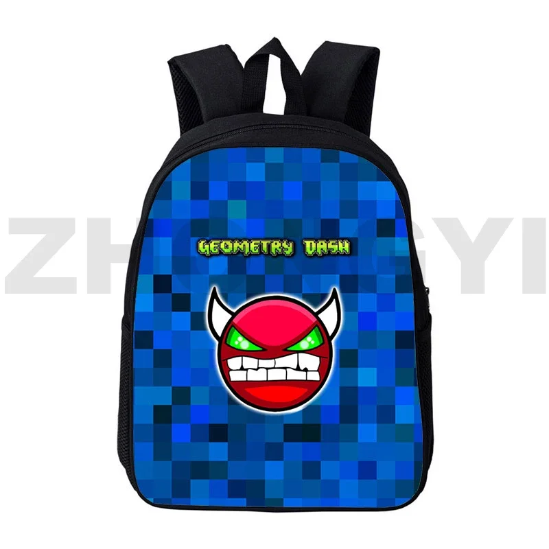 Jogo quente 12/16 Polegada geometria traço 3d impressão mochilas kawaii dos desenhos animados crianças estudante japonês saco de lona moda masculino feminino packbags