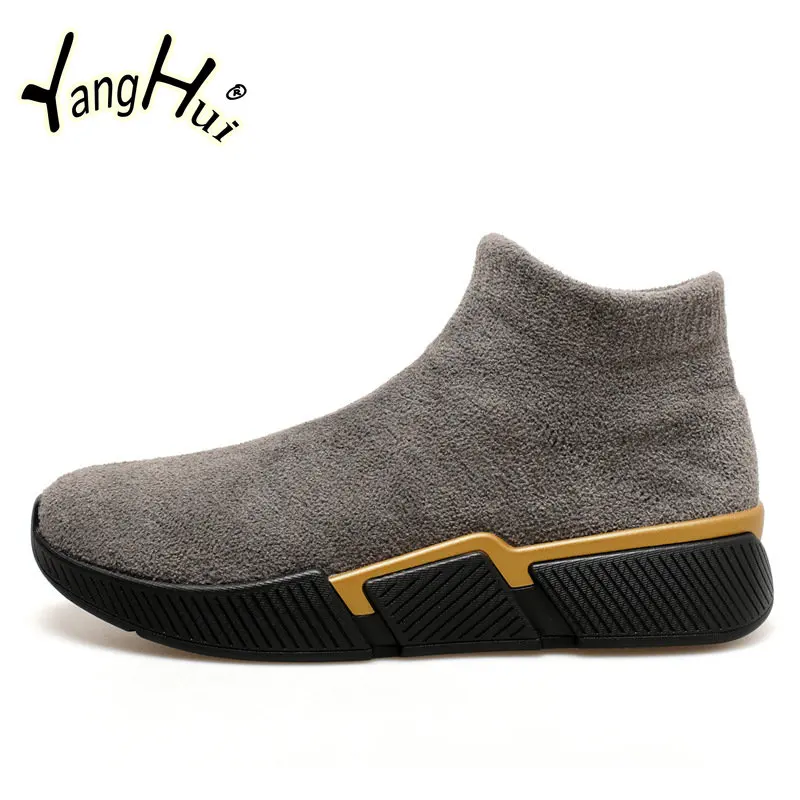 Outdoor Sock Boots Keep Warm Elastic Cotton Fabric Sports Casual Gaobang Platform Shoes for Men 2023 New Fashion Autumn Winter