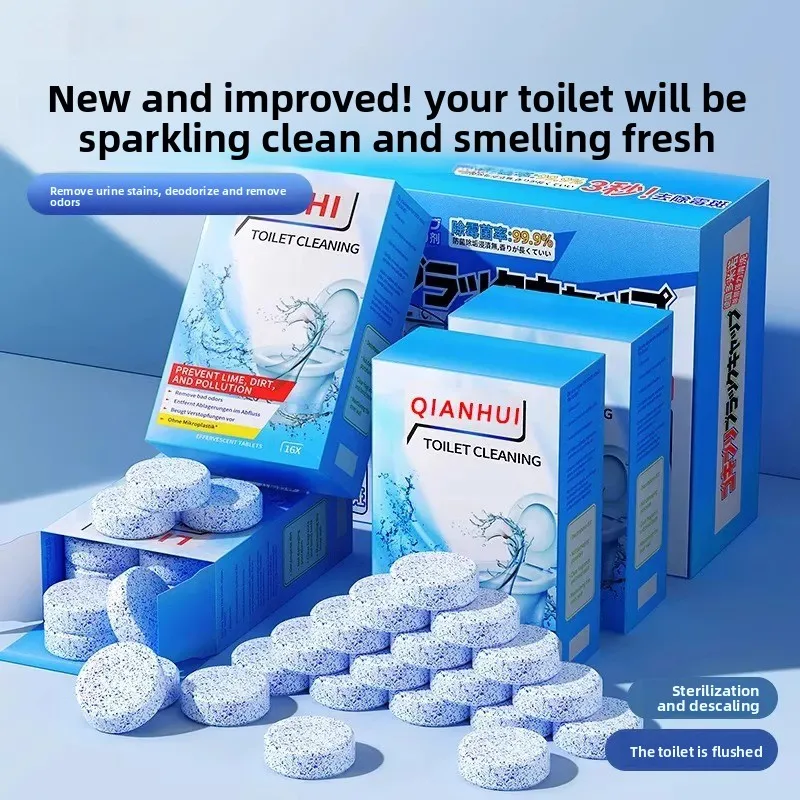 Upgraded fully automatic toilet cleaning tablets, 3-box -48 pulse deep cleaning, immediately remove dirt and urine odor.
