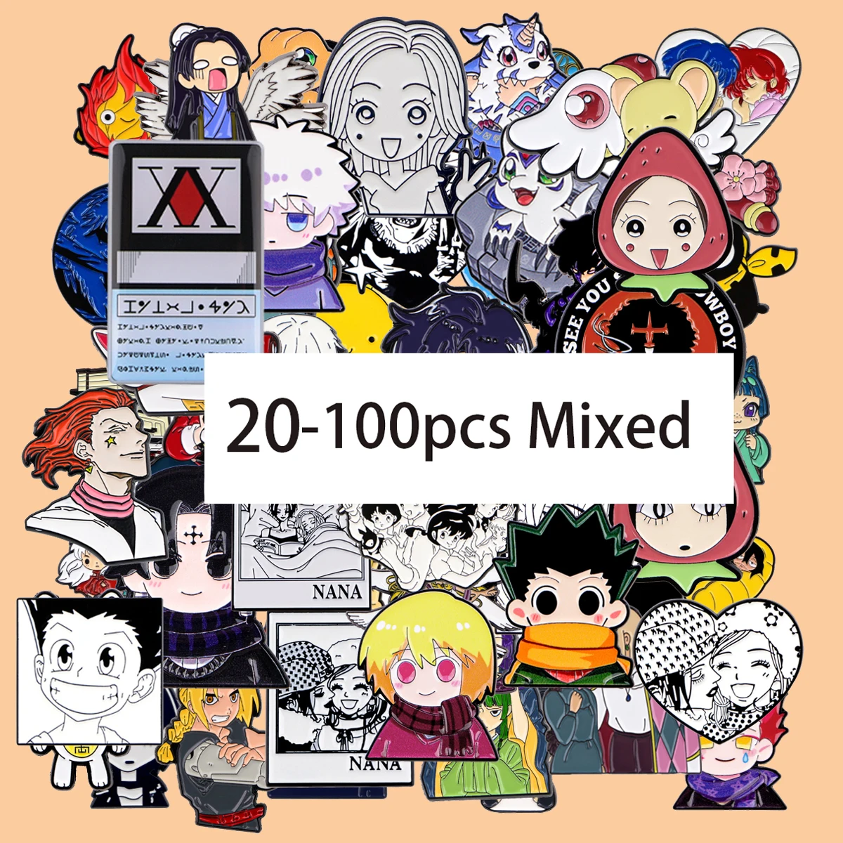

30-100pcs Mixed Japanese Anime Enamel Pins Cartoon Brooch Lapel Pin Badge on Backpack Clothing Accessories Fashion Gifts