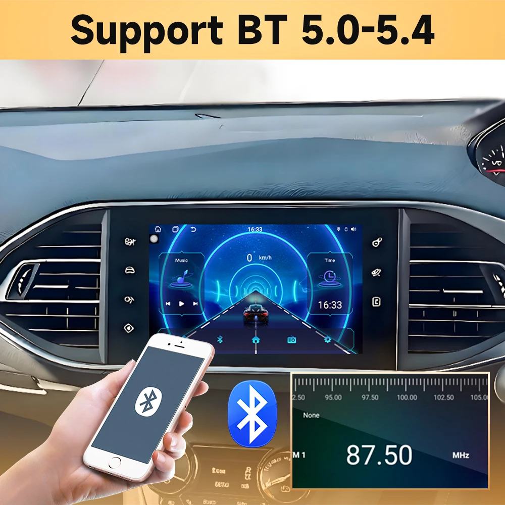 7 inch Car Radio For Peugeot 308 T9 308S 2013-2017 Android 16 Auto CarPlay head unit Multimedia Stereo Navigation Touch Screen