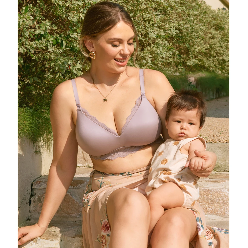 ลูกไม้ปีกพยาบาล Bras สําหรับให้นมบุตร Smoothing Nursing Bra ไร้สาย Smooth Maternity การตั้งครรภ์ Bralette B-DD E 32-40 42