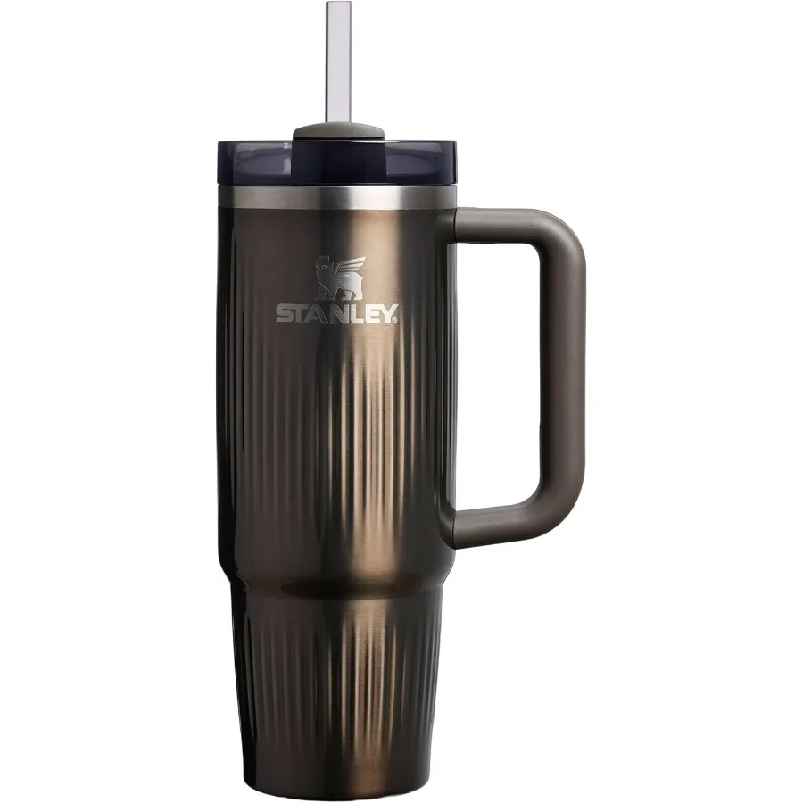 

Insulated Stainless Steel Tumbler with Handle and Straw 30 oz Capacity Flowstate 3Position Lid for Easy Sipping Cup Holder Comp