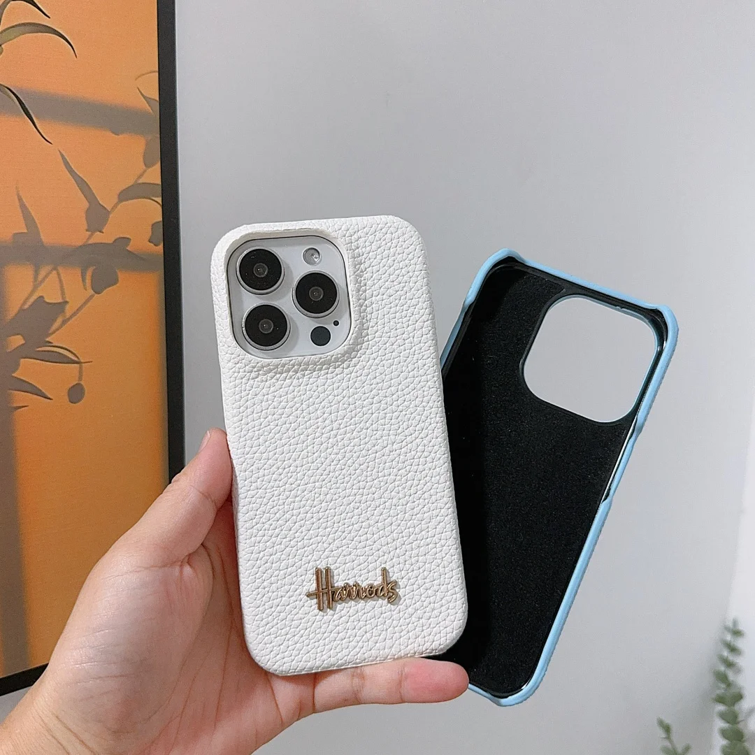 

Luxury 3D letters Semi-enclosure pu leather Case for iPhone 17 16 15 14 Phone Cover 17 16 13 Pro MAX Hard Shockproof Back Funda