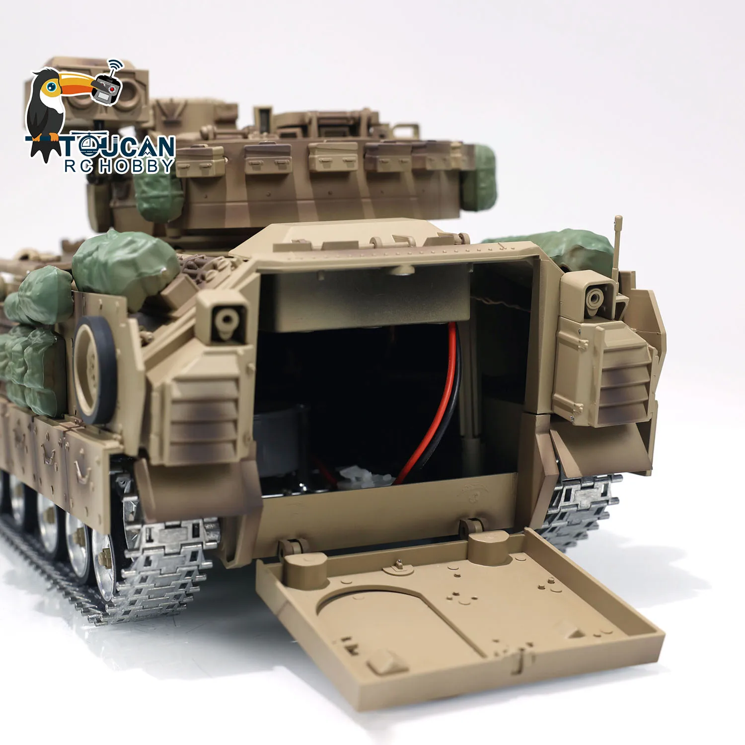 Td-rc-軍用戦車m2a2, 1/16,金属トラック,赤外線,砲身,反動,無線制御,rtr,戦闘車両,おもちゃ