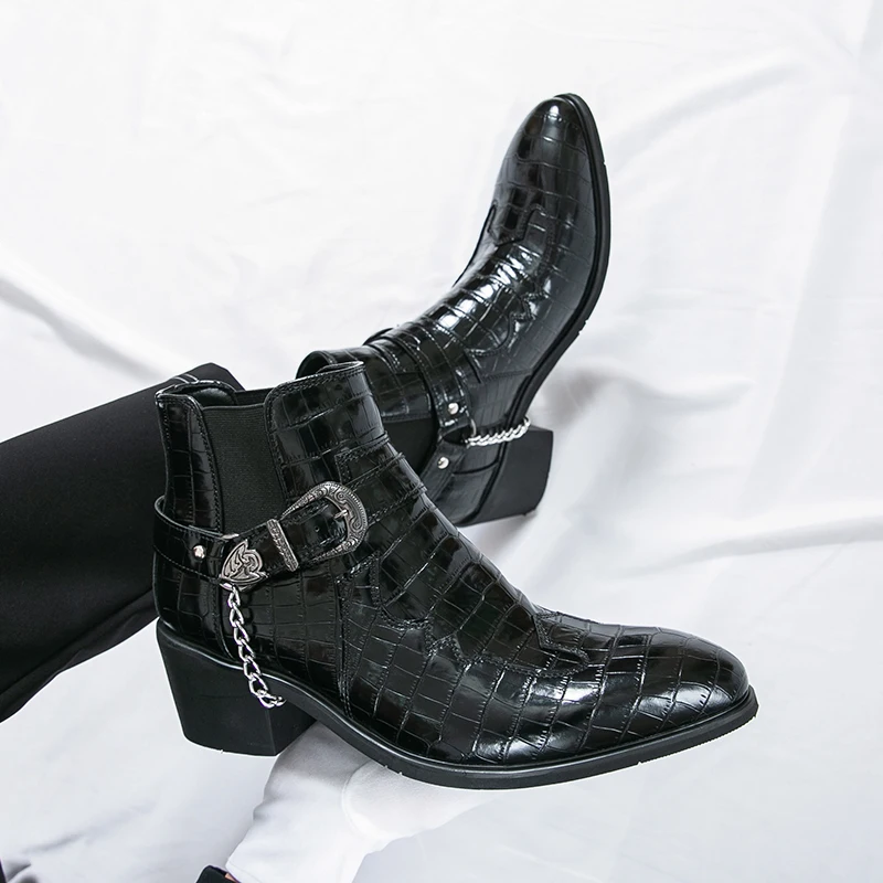 

Men's casual boots Fashion designer style Leisure Party Outdoor Street 38-46 plus size Thick soled autumn and winter shoes