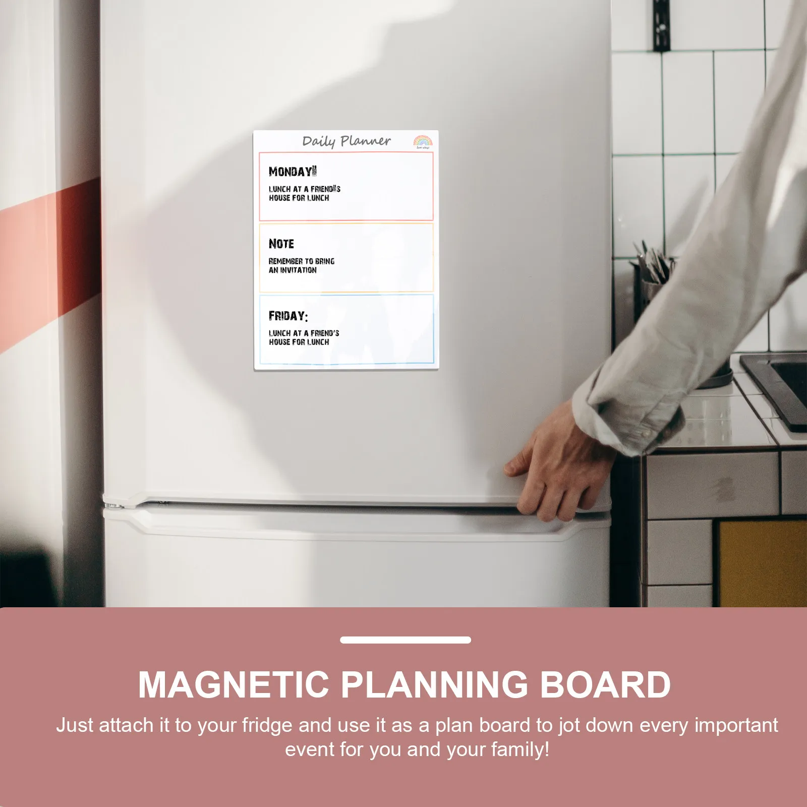 2Pcs Magnetic Planner Board Stick Repeatedly No Residue Daily to-Do-List Memo for Fridge Whiteboard School Teacher Student