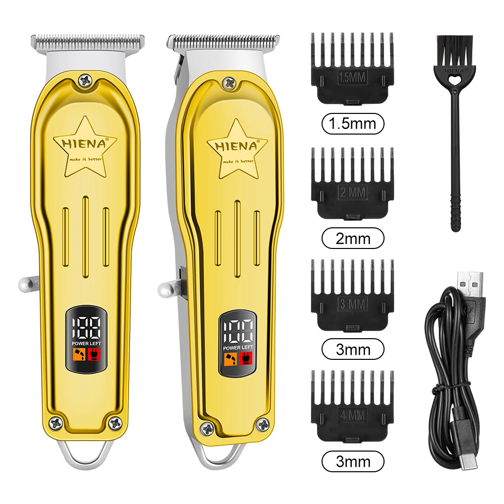 

HIENA Professional Hair Clipper Beard Trimmer for Men Adjustable Speed LED Digital Carving Clippers Electric Razor