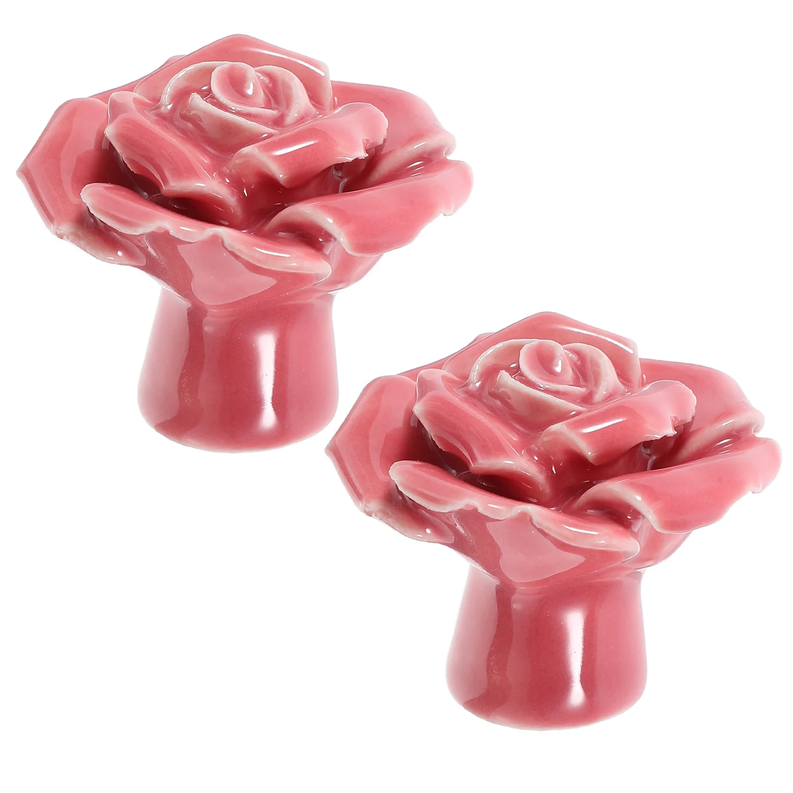 2 قطعة مقابض باب السيراميك على شكل وردة مقابض سحب خزانة المطبخ المتينة درج خزانة الأجهزة مقبض الباب الوردي #4