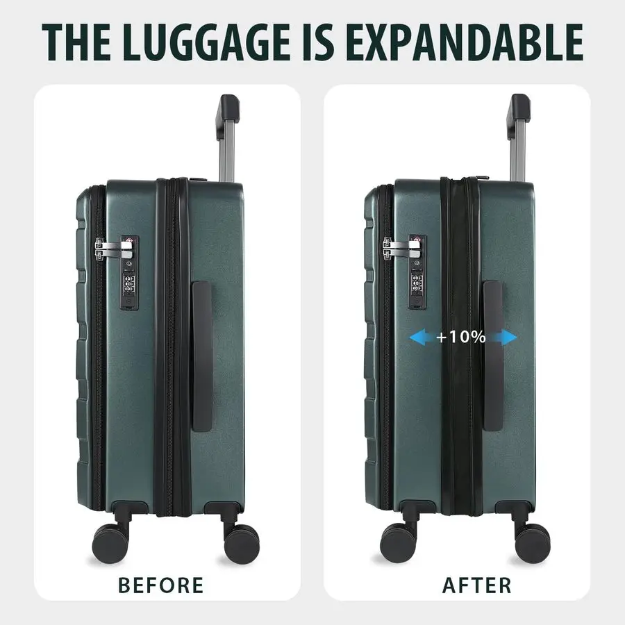 On Luggage with Spinner Wheels amp Builtin TSA Lock, Expandable Top Opening Hard Shell Suitcase Large Capacity Durable Rolling L