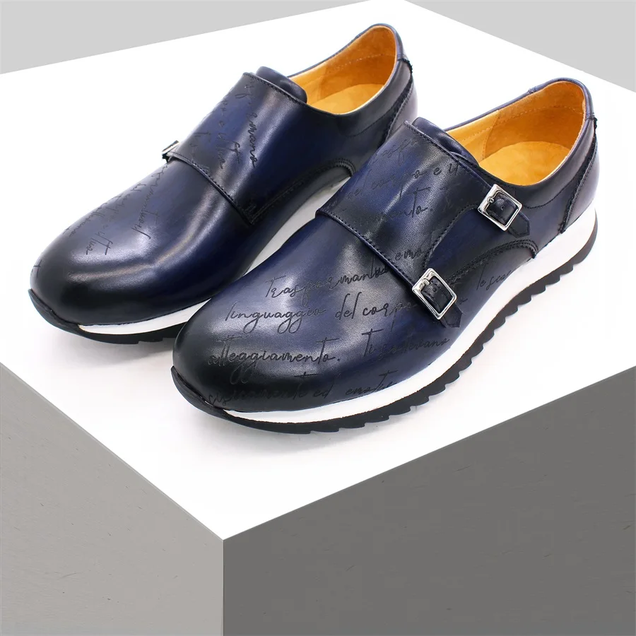 

Classic Men's Leather Shoes Double-breasted Round Toe Comfortable Handmade Shoes Fashion Leather Shoes Wedding Men Casual Shoes