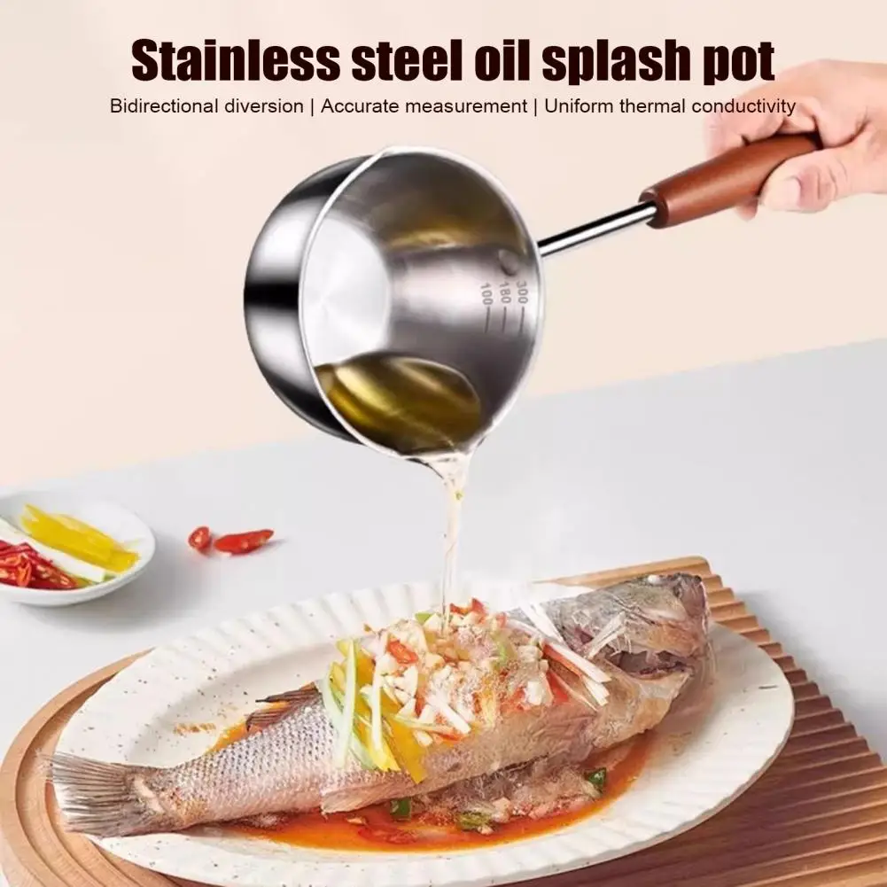 Stainless Steel Oil Pan Dual Pouring Spouts Cool-Touch Handles Even Heat Distribution Induction Cooking Pan Electric Stove Pan