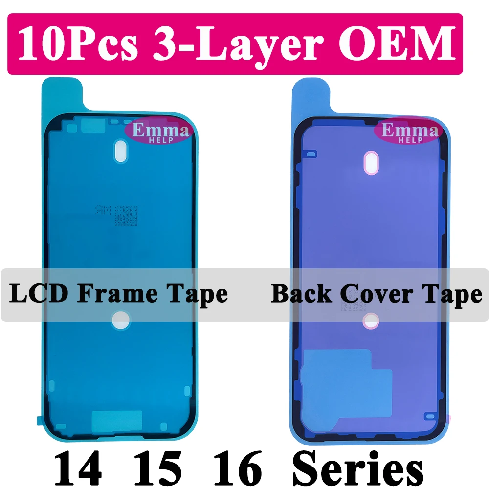 10pcs Waterproof Seal Sticker Back Cover Side For iPhone 16 Plus 15 Pro Max 14 16E Front LCD Display Adhesive Tape Seal