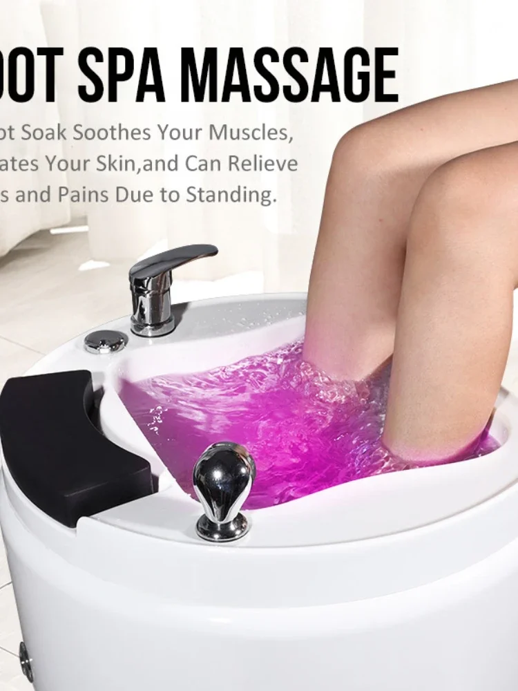 Pedicure Chair Sink with Jet FootBath Basin with Drain for Spa Wash Tub Massage Basins Spa Bathtub Cleanse Care Soaking