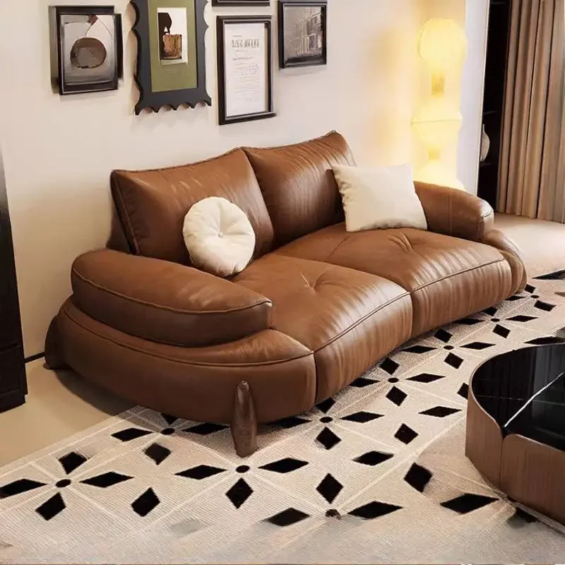 

Classic Brown Electric Sofas Armrest European Style High Living Room Sofas Curved Relax Smart Sofa Wohnzimmer Furniture For Home
