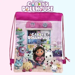 Gabby Dollhouse Gift Bag Cartoon Tie Pocket Anime Drawstring Pocket Children Backpack Travel Storage Bag Organizer Party Favors