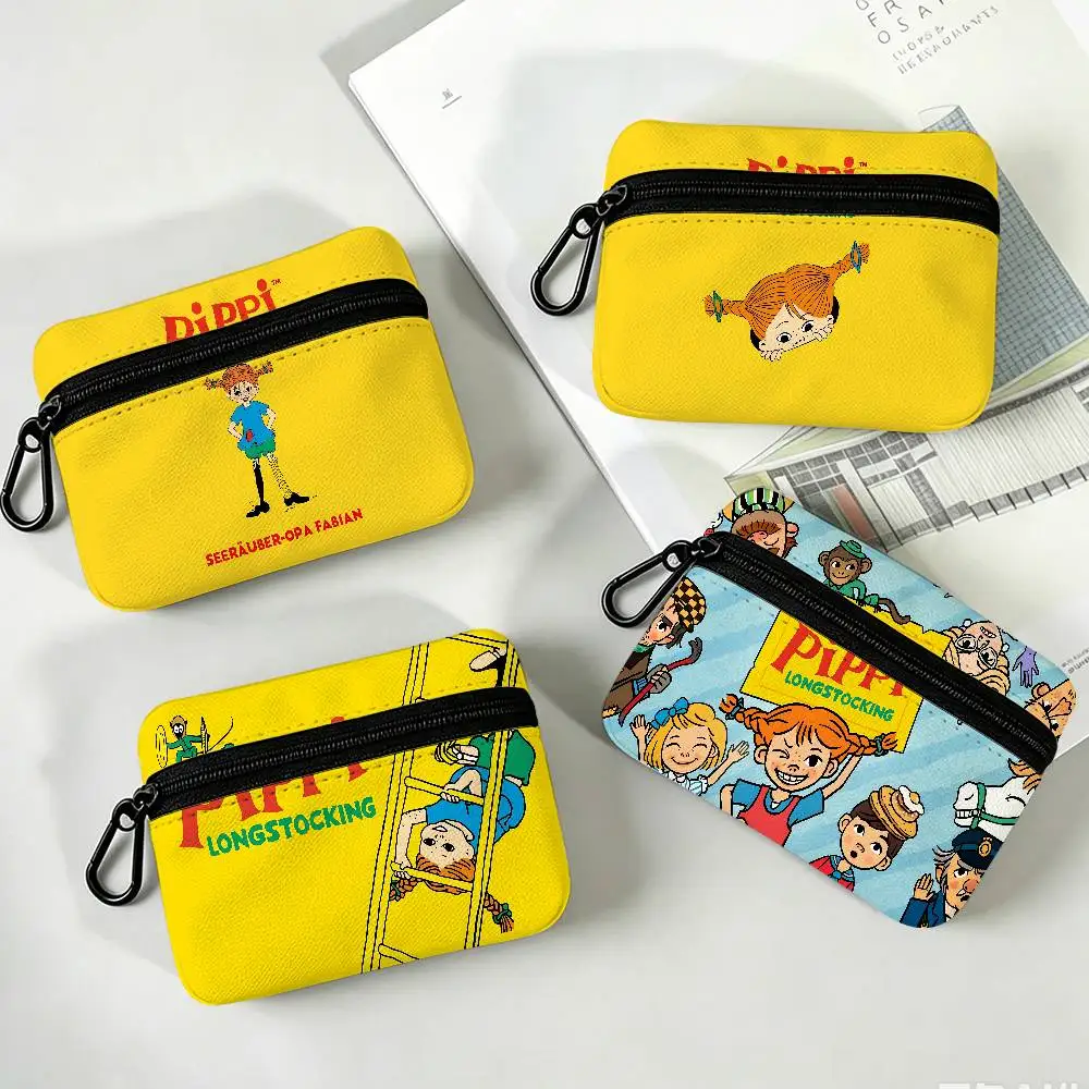 Character Pippi Longstocking Wear-resistant Oxford Cloth Coin Purse Portable Backpack Hanging Card Storage Bag