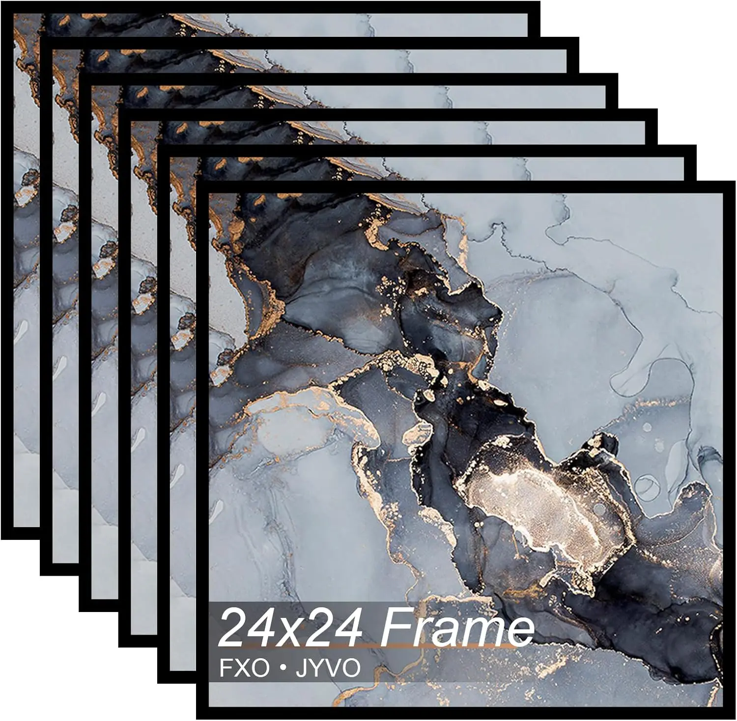

24x24 Frame Set of 6, Black Picture Frame for 24 x 24 Square Picture Poster Photo, Light Weight and High Transparent 24 by