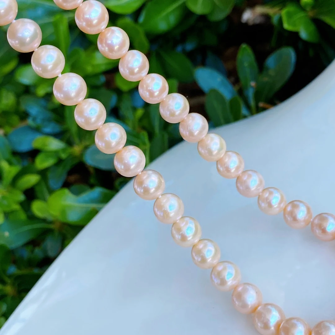 

Fresh Water 9-10mm Fresh Water Nature Genuine Champagne Pearls Necklaces for Women Fine Holidays Presents