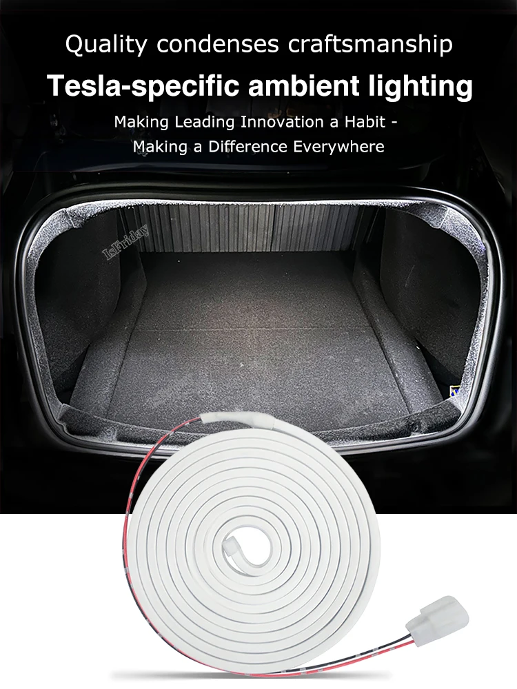 For Tesla Model 3+ Highland 2024 LED Rear Trunk Cargo Light Interior Decoration Lights Model 3 Highland Accessories Waterproof