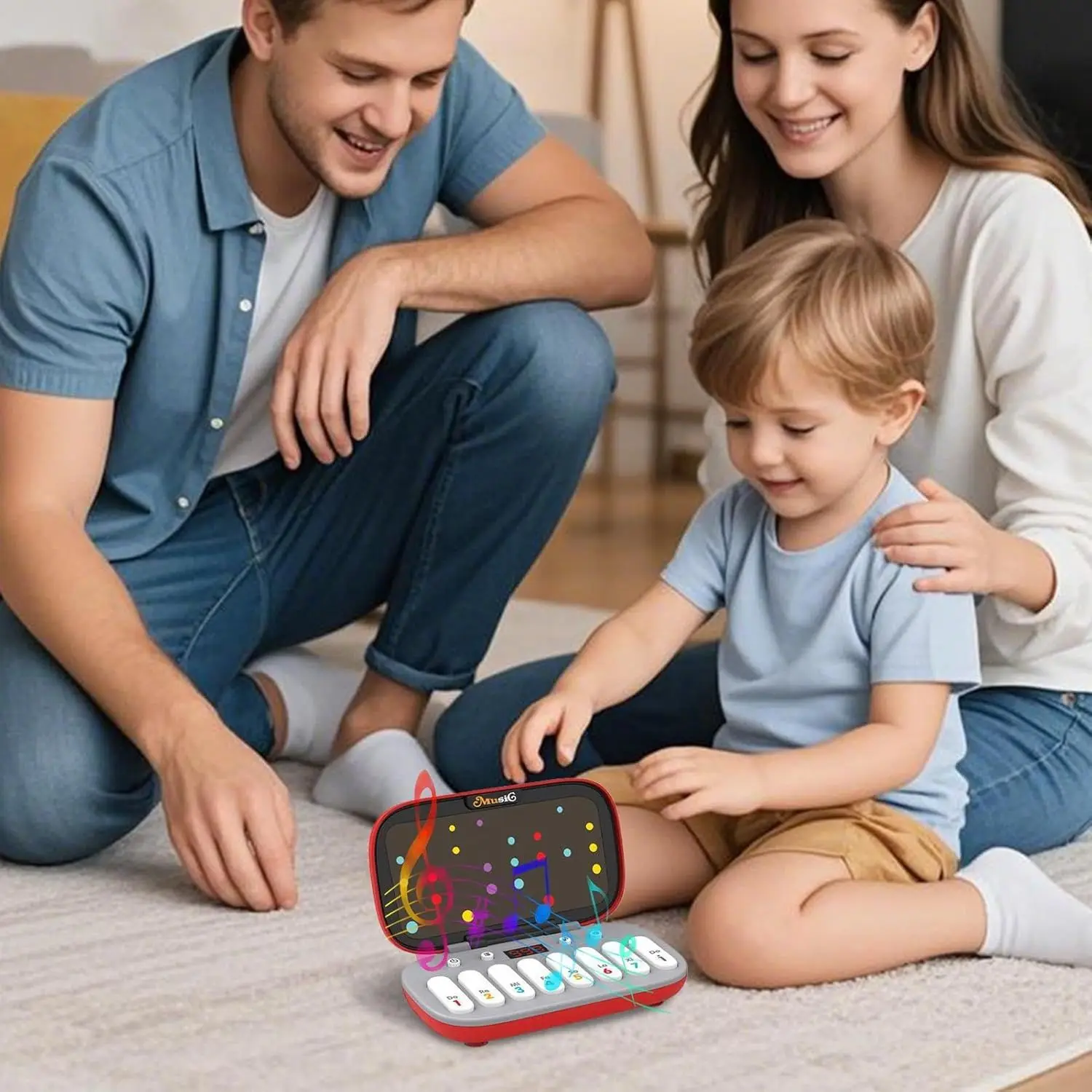 ของเล่นคีย์บอร์ดอิเล็กทรอนิกส์สำหรับเด็ก เครื่องเล่นเกมดนตรีอิเล็กทรอนิกส์ เกมทดสอบจังหวะ เกมปริศนา แบบพกพา คีย์เรืองแสง เหมาะสำหรับการเดินทาง สไตล์มอนเตสซอรี่