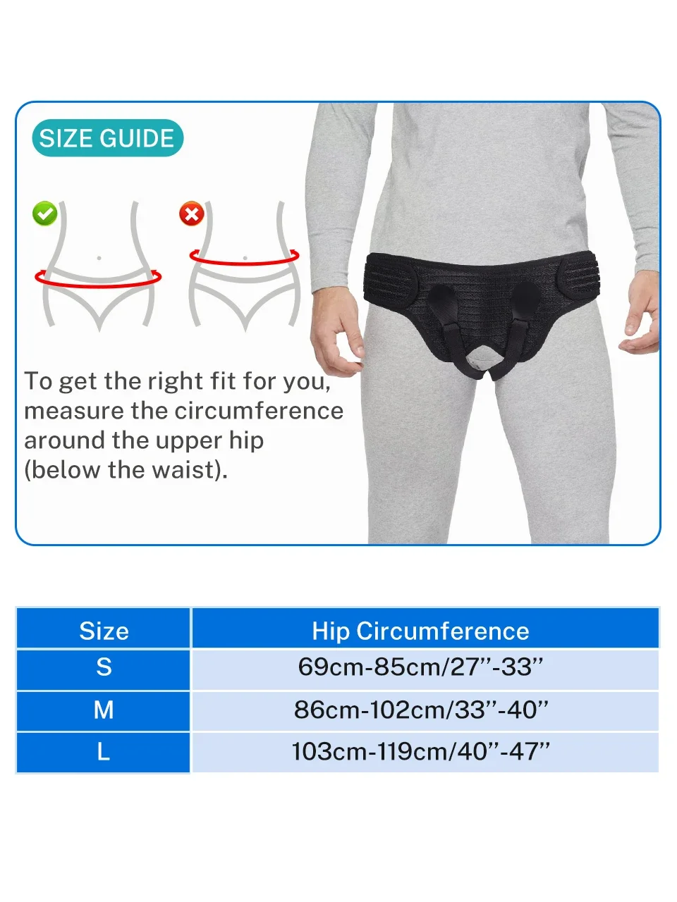 Hernia Belt Bilateral Double Inguinal Adjustable Men Women Hernia Support Truss with 2 Removable Compression Pads