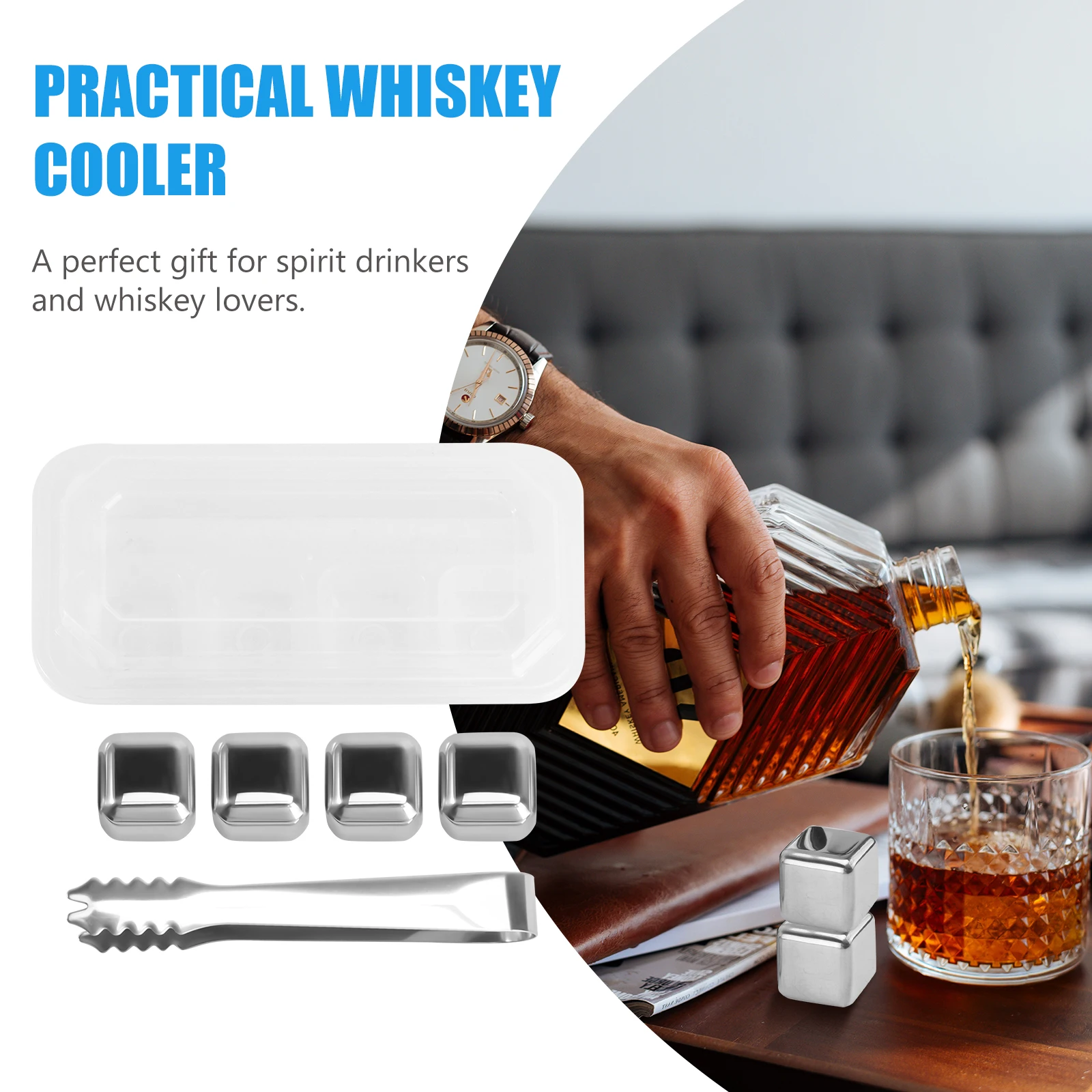 

1 Set Stainless Steel Ice Cubes Beverage Cooling Blocks Whiskey Rocks Reusable Metal Stones Smooth Bar Home Use Silver