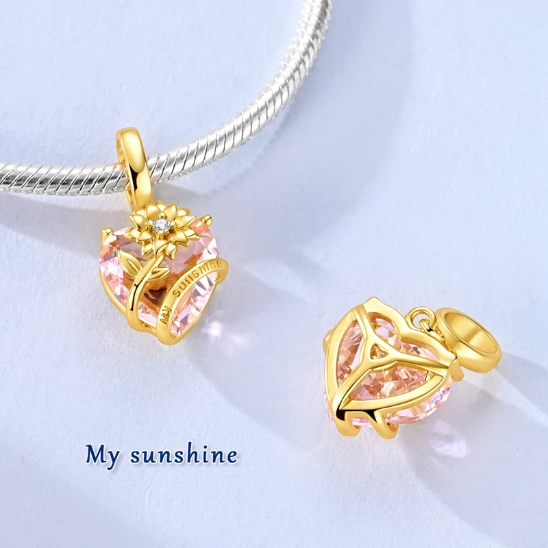 Heiße Goldene Serie 925 Sterling Silber Charms Anhänger Perle Liebe Familie Zirkon Charms Passend für Original Armband Frauen DIY Schmuck Geschenk – Detail 39
