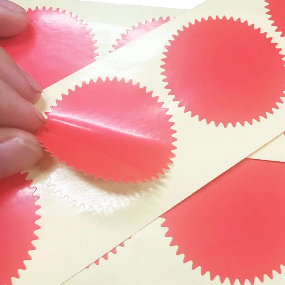 100pcs 45mm Diameter Blank Embosser Stickers Metallic Foil Finish Serrated Edge Cut Serrated Edge Embosser Stickers
