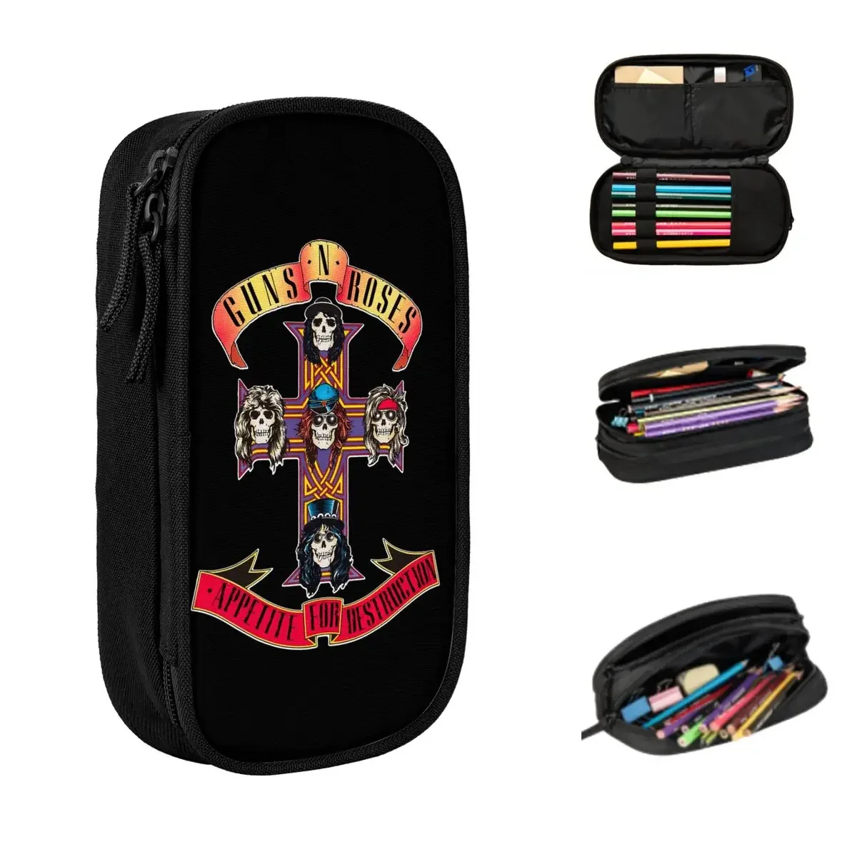 

Guns N Rose GNR Logo Steampunk Music Pencil Cases Big Capacity Pen Bags Pen Box Pencil Pouch For Boys Girls Students