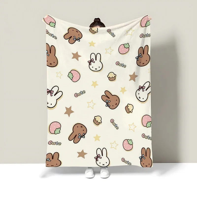 Miffy Kawaii Anime Cute Blanket Throw Blanket Student Dormitory Living Room Sofa Nap Air Conditioning Blanket Practical Simple