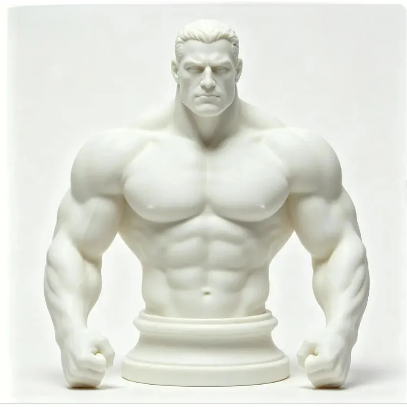 `Muscular Man Bust Resin Statue, 3D Printed Male Bodybuilder Unpainted Figure Desktop Decor Collectible Gift