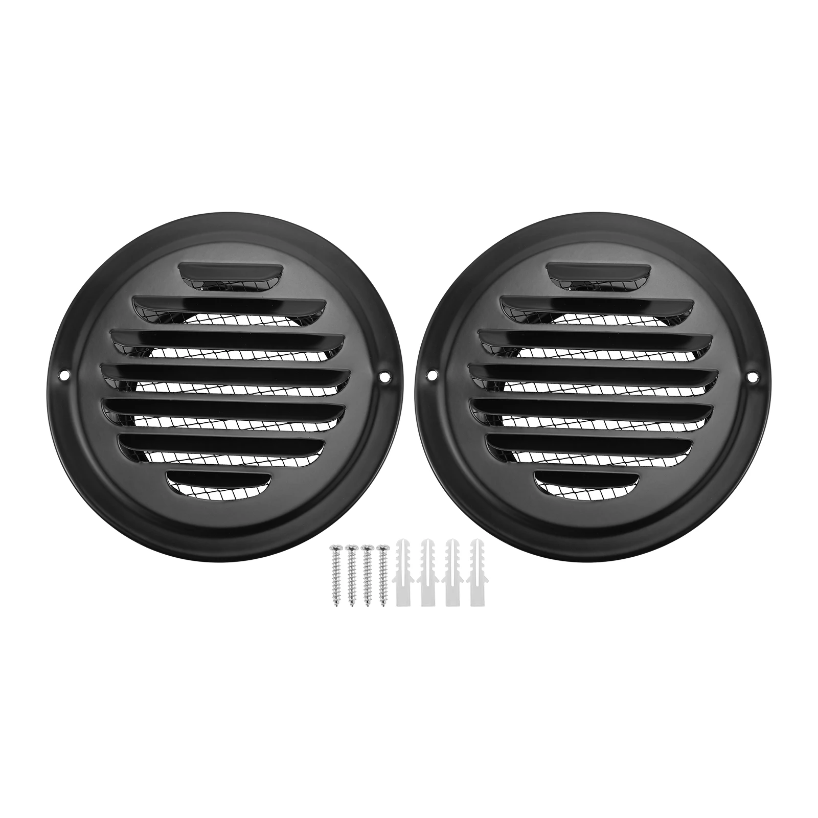 Cubierta de ventilación de 100mm/4 pulgadas con tornillo, cubierta de rejilla con persianas de acero inoxidable, salida de ventilación de aire con malla integrada para casa/oficina/garaje, 2 uds.