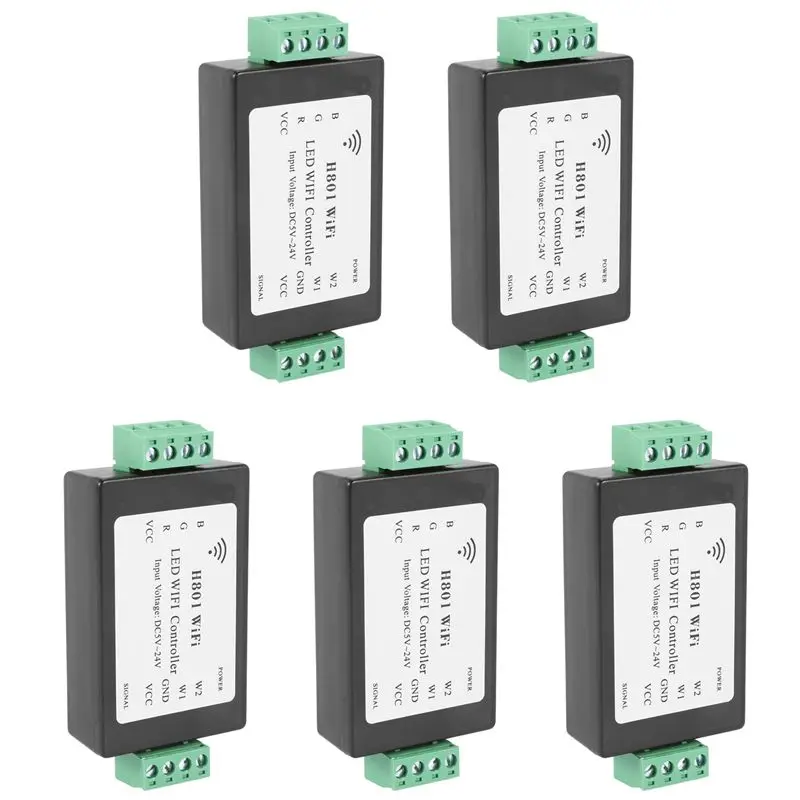 VEHO-5X H801 RGBW LED WIFI Controller LED RGB Controller DC5-24V Input For 5050 2835 3528 SMD LED Strip Light Tape Ribbon