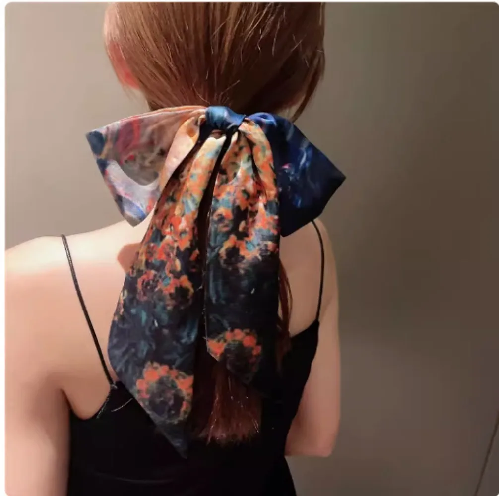 

1 шт. Декоративная лента-платок в стиле французского ретро с принтом под масляную живопись, двусторонняя, узкая, для волос, головных уборов, сумок и аксессуаров