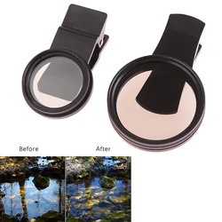 Universal With Clip Portable Professional Phone Polarizer Wide Angle Lens 37/52MM CPL Filter Circular Camera Black Accessories