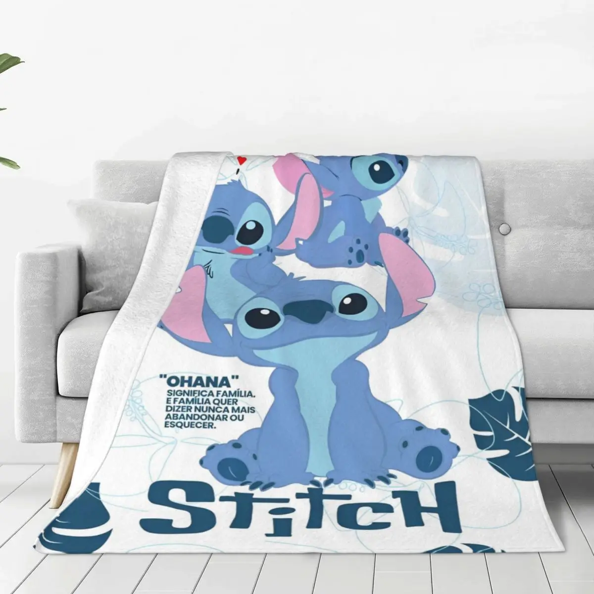 

Cute Stitch Tropical Plants Knitted Blankets Fleece Cartoon Lightweight Throw Blanket for Bedding Couch Bedspread