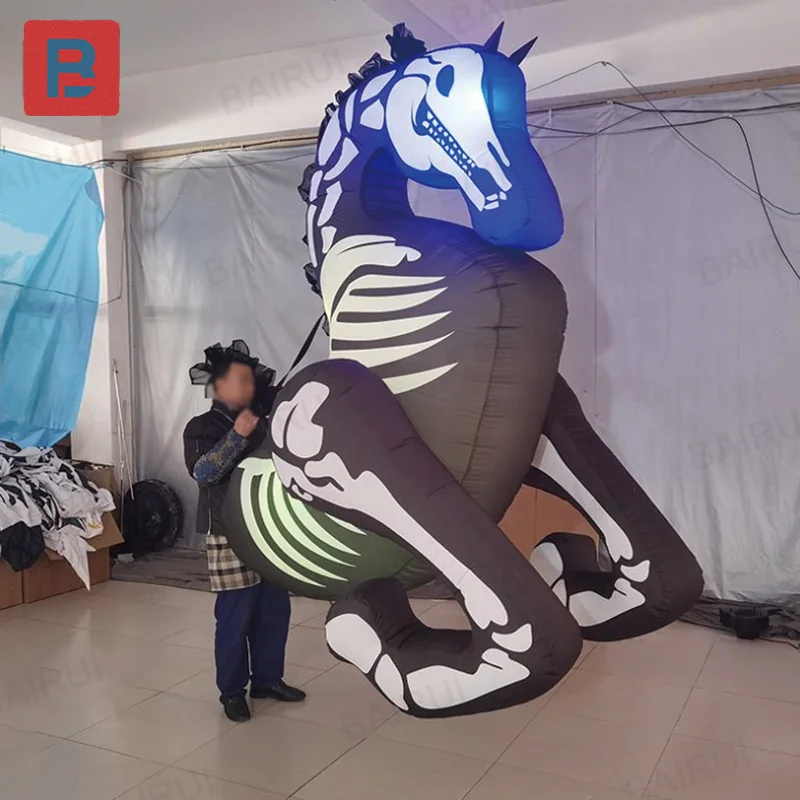 Aufblasbares Skelettpferd mit Gebläse, aufblasbares Spaziergangsparade im Freien, Event-Dekorationsstütze
