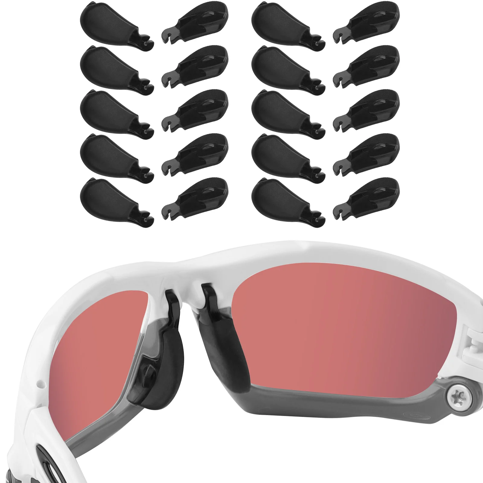 E.O.S Wymienne czarne nakładki na nos z gumy silikonowej do Oakley Jawbone, Asian Fit, Hawbone Vented Frame Multi-Options