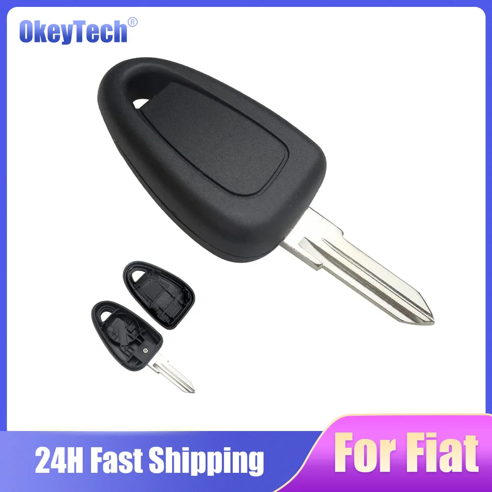 Okeytech 1 Button For Fiat Iveco Remote Car Key Shell Transponder Case FOB Uncut GT15R Blank Blade Replacement