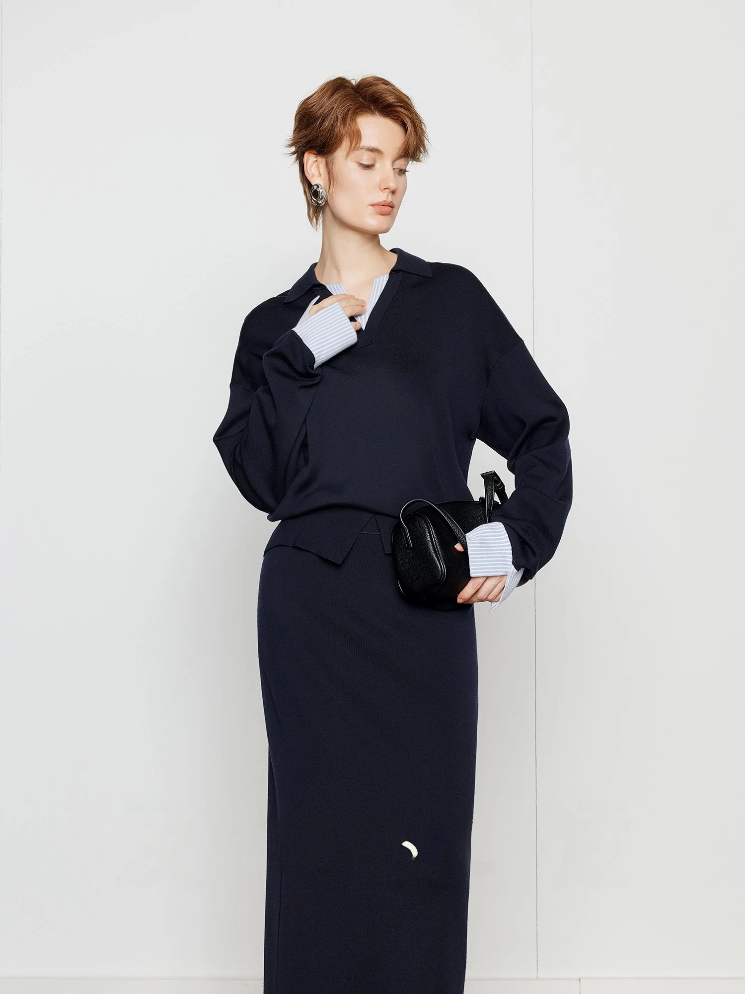 

Вязаный свитер TEASEL из смесовой шерсти с цветовыми блоками, машинная стирка, свободный крой, V-образный вырез, длинный рукав, премиум-качество